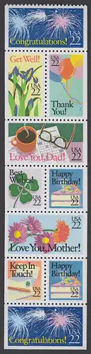 USA Michel 1873-1880 / Scott 2274a postfrisch Markenheftchen-Blatt(10) - Grußmarken