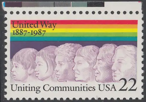 USA Michel 1881 / Scott 2275 postfrisch EINZELMARKE RAND oben - 100 Jahre Selbsthilfeorganisation United Way of America