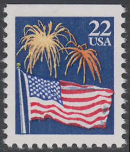 USA Michel 1882D / Scott 2276a postfrisch EINZELMARKE (oben ungezähnt) - Flagge und Feuerwerk