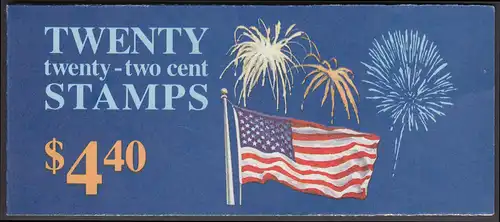 USA Michel 1882D / Scott 2276a postfrisch Markenheftchen(20) - Flagge und Feuerwerk