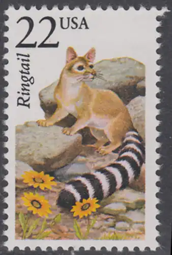 USA Michel 1899 / Scott 2302 postfrisch EINZELMARKE - Nordamerikanische Fauna: Nordamerikanisches Katzenfrett 