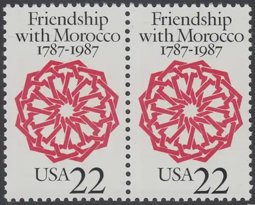 USA Michel 1934 / Scott 2349 postfrisch horiz.PAAR - 200 Jahre diplomatische Beziehungen mit Marokko: Arabeske