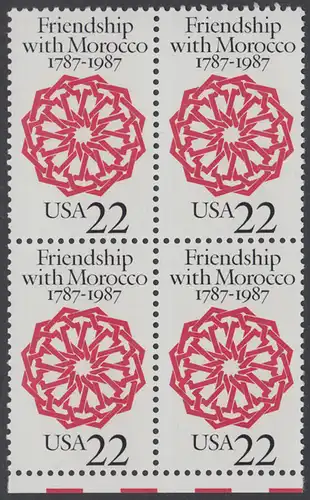 USA Michel 1934 / Scott 2349 postfrisch BLOCK RÄNDER unten - 200 Jahre diplomatische Beziehungen mit Marokko: Arabeske