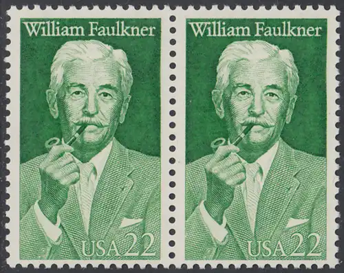 USA Michel 1935 / Scott 2350 postfrisch horiz.PAAR - William Faulkner (1897-1962), Erzähler, Nobelpreis 1949