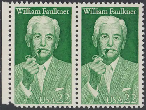 USA Michel 1935 / Scott 2350 postfrisch horiz.PAAR links - William Faulkner (1897-1962), Erzähler, Nobelpreis 1949
