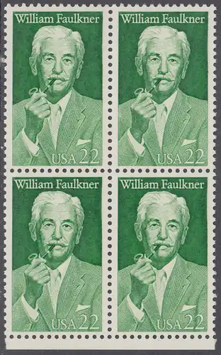 USA Michel 1935 / Scott 2350 postfrisch BLOCK RAND unten - William Faulkner (1897-1962), Erzähler, Nobelpreis 1949