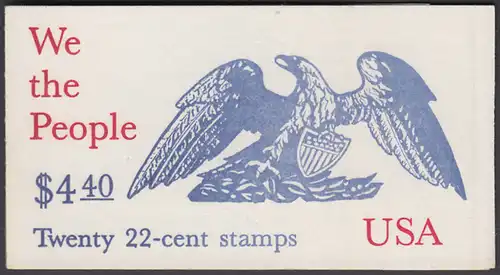 USA Michel 1943-1947 / Scott 2359a postfrisch Markenheftchen(20) - 200 Jahre Verfassung der Vereinigten Staaten von Amerika: Textauszüge aus der Präambel der Verfassung, Wappenadler