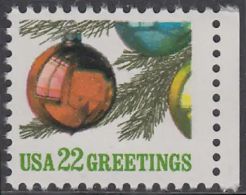 USA Michel 1958 / Scott 2368 postfrisch EINZELMARKE RAND rechts - Weihnachten: Christbaumkugeln