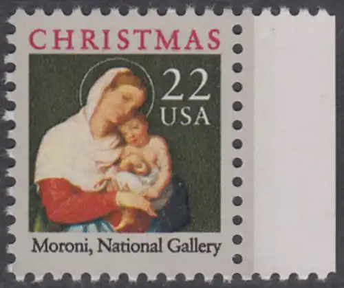 USA Michel 1959 / Scott 2367 postfrisch EINZELMARKE RAND rechts - Weihnachten: Maria mit dem Kind