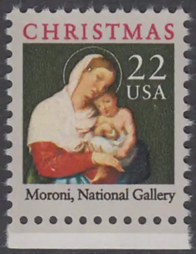 USA Michel 1959 / Scott 2367 postfrisch EINZELMARKE RAND unten - Weihnachten: Maria mit dem Kind
