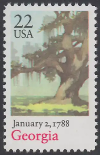 USA Michel 1960 / Scott 2339 postfrisch EINZELMARKE - 200. Jahrestag der Ratifizierung der Verfassung durch den Staat Georgia: Eiche