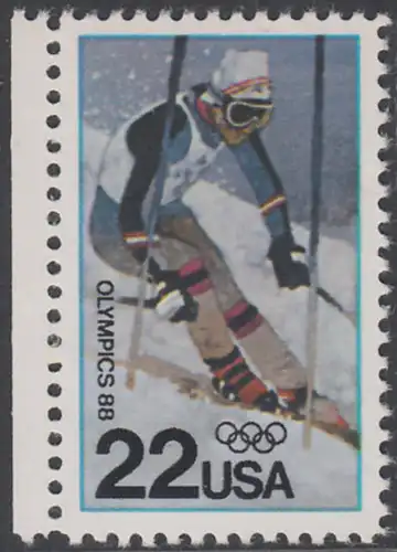 USA Michel 1962 / Scott 2369 postfrisch EINZELMARKE RAND links - Olympische Winterspiele, Calgary: Slalom