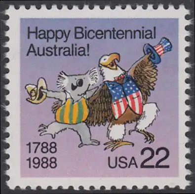 USA Michel 1963 / Scott 2370 postfrisch EINZELMARKE - 200 Jahre Kolonisierung von Australien: Koalabär und Seeadler