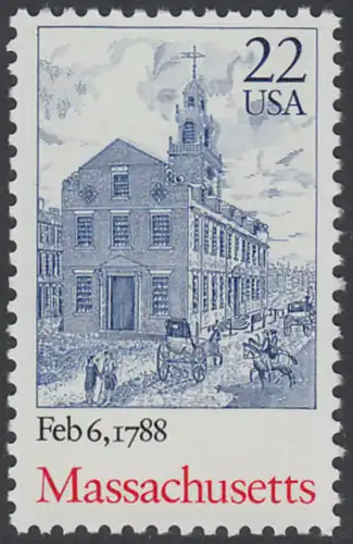 USA Michel 1969 / Scott 2341 postfrisch EINZELMARKE - 200. Jahrestag der Ratifizierung der Verfassung durch den Staat Massachusetts: The Old Statehouse, Boston