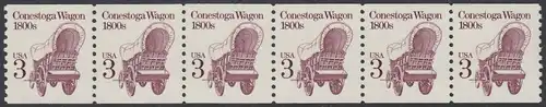 USA Michel 1971 / Scott 2252 postfrisch horiz.STRIP(6) (coils) - Fahrzeuge: Conestoga-Wagen