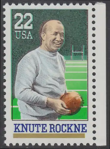 USA Michel 1972 / Scott 2376 postfrisch EINZELMARKE RAND rechts - Sportler: Knute Rockne (1888-1931), Football-Spieler und -Trainer