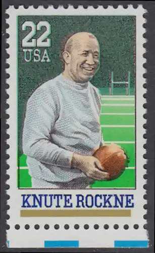 USA Michel 1972 / Scott 2376 postfrisch EINZELMARKE RAND unten - Sportler: Knute Rockne (1888-1931), Football-Spieler und -Trainer