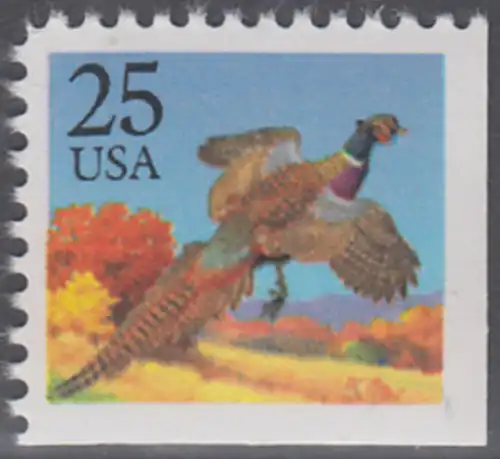 USA Michel 1975 / Scott 2283 postfrisch EINZELMARKE (rechts & unten ungezähnt) - Tiere: Jagdfasan