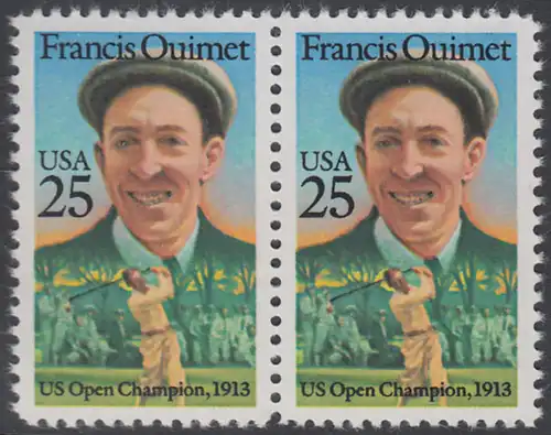 USA Michel 1983 / Scott 2377 postfrisch horiz.PAAR - Sportler: Francis Quimet (1893-1967), Golfspieler