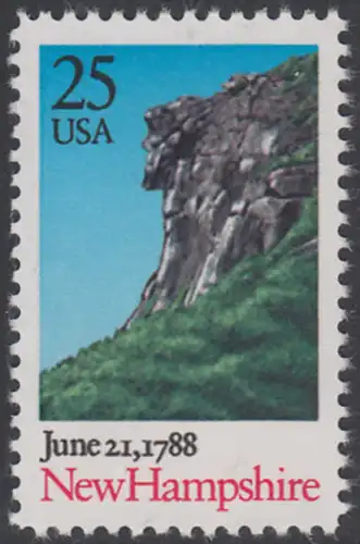 USA Michel 1985 / Scott 2344 postfrisch EINZELMARKE - 200. Jahrestag der Ratifizierung der Verfassung durch den Staat New Hampshire: Felsformation Der alte Mann der Berge