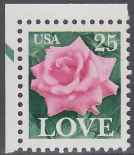 USA Michel 1988 / Scott 2378 postfrisch EINZELMARKE ECKRAND oben links - Grußmarke: Rose