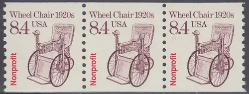 USA Michel 1994 / Scott 2256 postfrisch horiz.STRIP(3) - Fahrzeuge: Rollstuhl