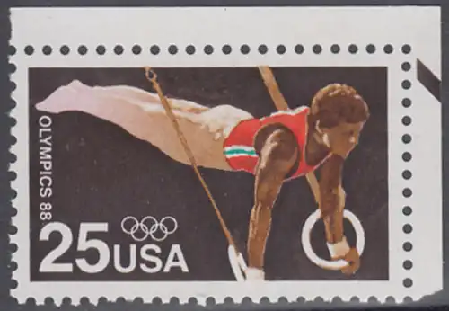 USA Michel 1996 / Scott 2380 postfrisch EINZELMARKE ECKRAND oben rechts - Olympische Sommerspiele: Kunstturnen, Ringe