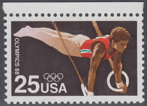 USA Michel 1996 / Scott 2380 postfrisch EINZELMARKE RAND oben - Olympische Sommerspiele: Kunstturnen, Ringe