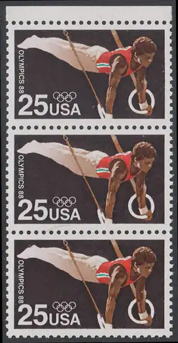 USA Michel 1996 / Scott 2380 postfrisch vert.STRIP(3) RAND oben - Olympische Sommerspiele: Kunstturnen, Ringe