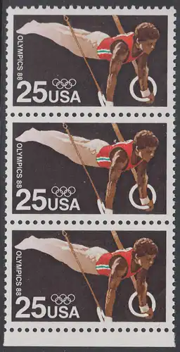 USA Michel 1996 / Scott 2380 postfrisch vert.STRIP(3) RAND unten - Olympische Sommerspiele: Kunstturnen, Ringe