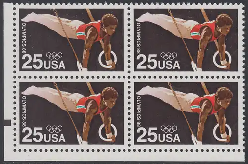 USA Michel 1996 / Scott 2380 postfrisch BLOCK ECKRAND unten links - Olympische Sommerspiele: Kunstturnen, Ringe