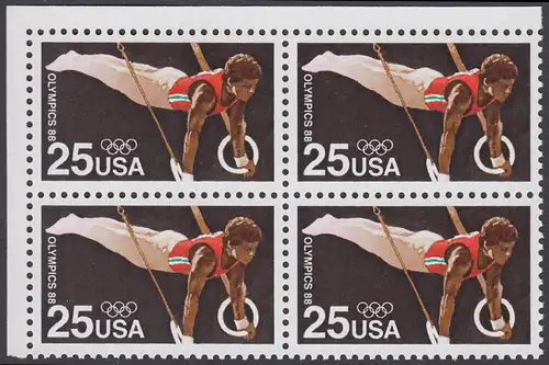 USA Michel 1996 / Scott 2380 postfrisch BLOCK ECKRAND oben links - Olympische Sommerspiele: Kunstturnen, Ringe