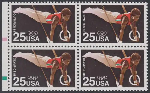 USA Michel 1996 / Scott 2380 postfrisch BLOCK RÄNDER links (a1) - Olympische Sommerspiele: Kunstturnen, Ringe