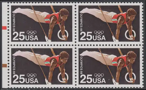 USA Michel 1996 / Scott 2380 postfrisch BLOCK RÄNDER links (a2) - Olympische Sommerspiele: Kunstturnen, Ringe