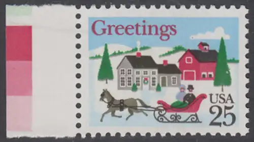 USA Michel 2015 / Scott 2400 postfrisch EINZELMARKE RAND links - Weihnachten: Winterlandschaft