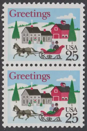 USA Michel 2015 / Scott 2400 postfrisch vert.PAAR - Weihnachten: Winterlandschaft