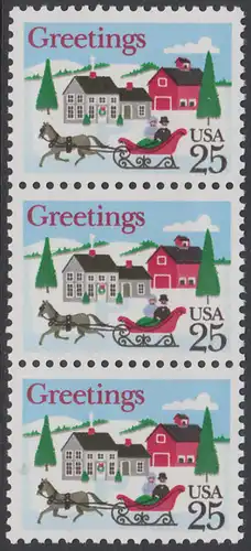 USA Michel 2015 / Scott 2400 postfrisch vert.STRIP(3) - Weihnachten: Winterlandschaft