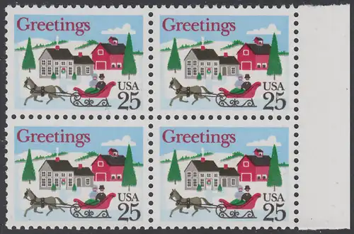 USA Michel 2015 / Scott 2400 postfrisch BLOCK RAND rechts - Weihnachten: Winterlandschaft