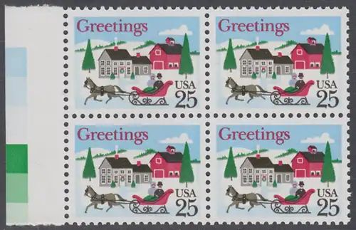 USA Michel 2015 / Scott 2400 postfrisch BLOCK RAND links (a1) - Weihnachten: Winterlandschaft