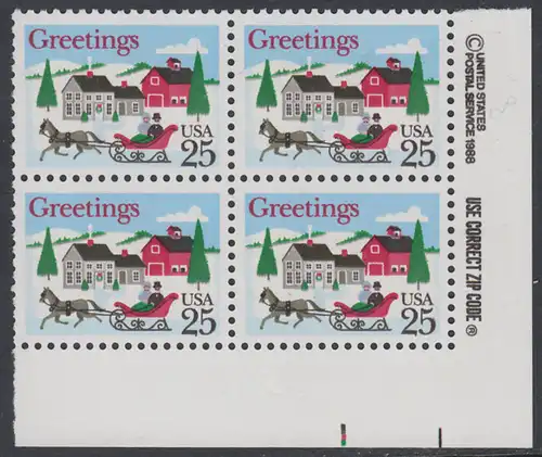 USA Michel 2015 / Scott 2400 postfrisch ZIP-BLOCK (lr) - Weihnachten: Winterlandschaft