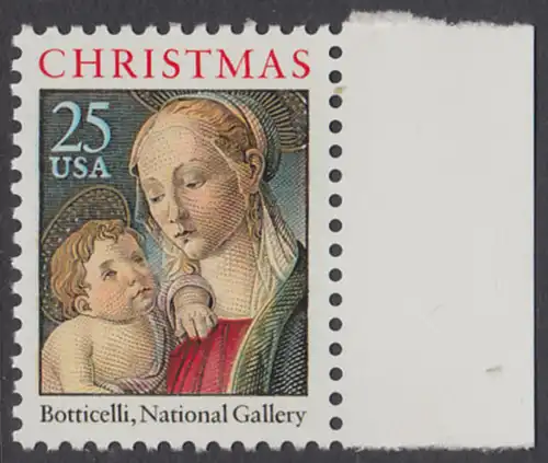 USA Michel 2016 / Scott 2399 postfrisch EINZELMARKE RAND rechts - Weihnachten: Madonna mit Kind