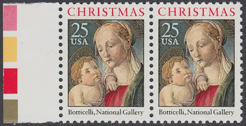 USA Michel 2016 / Scott 2399 postfrisch horiz.PAAR RAND links - Weihnachten: Madonna mit Kind