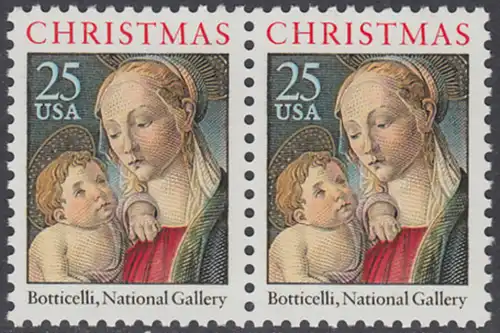 USA Michel 2016 / Scott 2399 postfrisch horiz.PAAR - Weihnachten: Madonna mit Kind