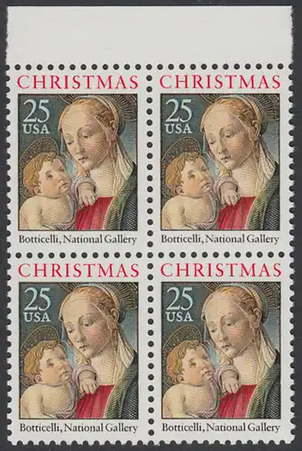 USA Michel 2016 / Scott 2399 postfrisch BLOCK RÄNDER oben - Weihnachten: Madonna mit Kind