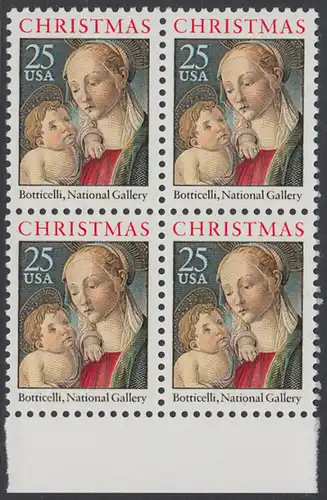 USA Michel 2016 / Scott 2399 postfrisch BLOCK RÄNDER unten - Weihnachten: Madonna mit Kind