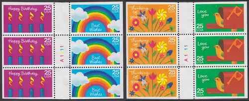 USA Michel 2018-2021 / Scott 2398a postfrisch SATZ(2) Markenheftchen-Blätter(6) - Grußmarken 