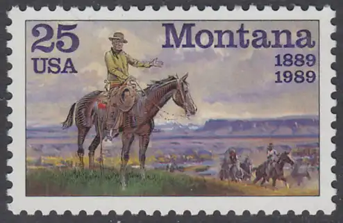 USA Michel 2027 / Scott 2401 postfrisch EINZELMARKE - 100 Jahre Staat Montana: Gemälde von C. M. Russell