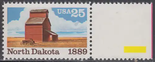 USA Michel 2029 / Scott 2403 postfrisch EINZELMARKE RAND rechts (a2) - 100 Jahre Staat North Dakota: Getreidespeicher