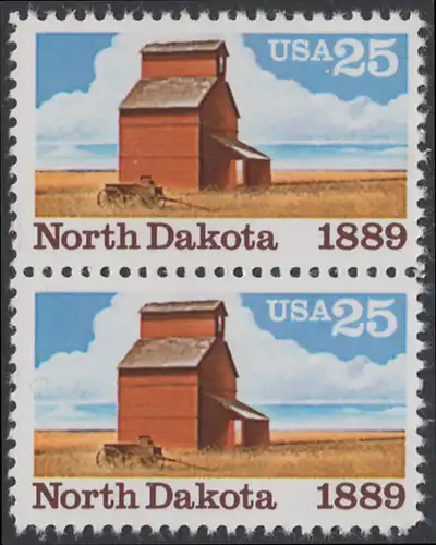 USA Michel 2029 / Scott 2403 postfrisch vert.PAAR - 100 Jahre Staat North Dakota: Getreidespeicher