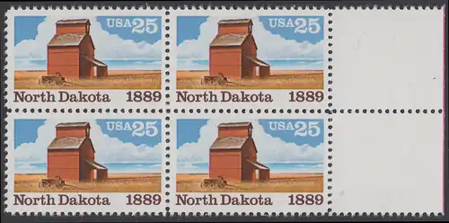 USA Michel 2029 / Scott 2403 postfrisch BLOCK RÄNDER rechts - 100 Jahre Staat North Dakota: Getreidespeicher